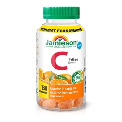 Jamieson Gummies de vitamine C, Orange acidulée 130 ea, 0,12 $/1ch