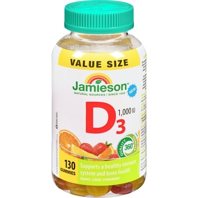 Jamieson Vitamin D3 Gummies 1000 IU 130 ea, $0.19/1ea
