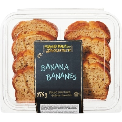 Délices du Marché Gâteau aux bananes en tranches 376 g, 1,46 $/100g