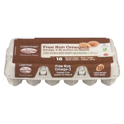 Conestoga Eggs Brown Eggs Free Run Omega-3 Size: Large 18 ea, $0.58/1ea