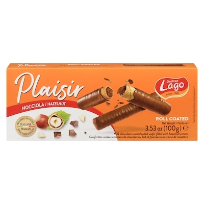 Lago Milk Chocolate Coated Rolled Wafer Filled With Hazelnut Cream Hazelnut 100 g, $3.49/100g