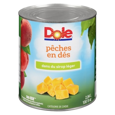Dole Pêches en dés dans du sirop léger 2.84 l, 0,56 $/100ml