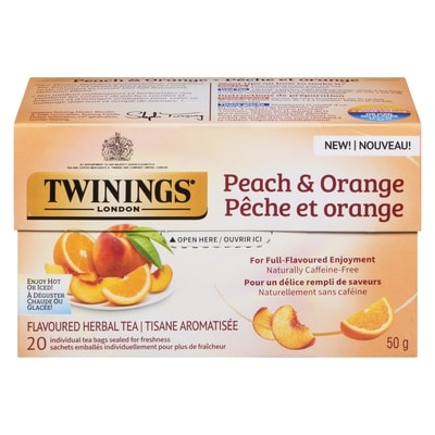 Twinings Tisane aromatisée pêche et orange 20 ea, 0,27 $/1ch