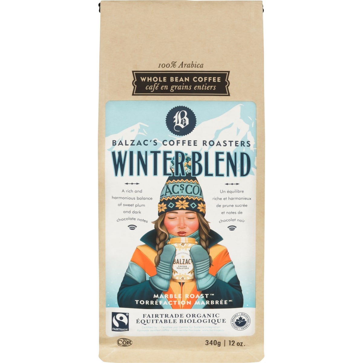 Balzac's Whole Bean Coffee Organic Winter Blend Dark Roast 300 g, $6.66/100g