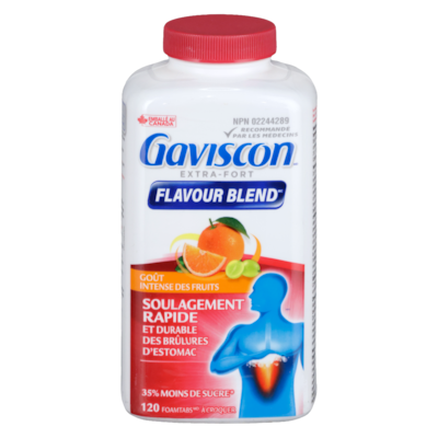 Gaviscon Extra-fort flavour burst a croquer 120 ea, 0,27 $/1ch