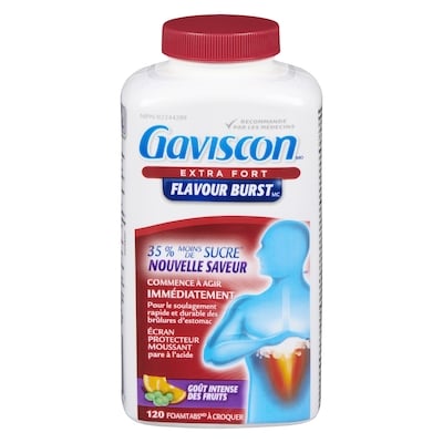 Gaviscon Extra-fort flavour burst a croquer 120 ea, 0,30 $/1ch
