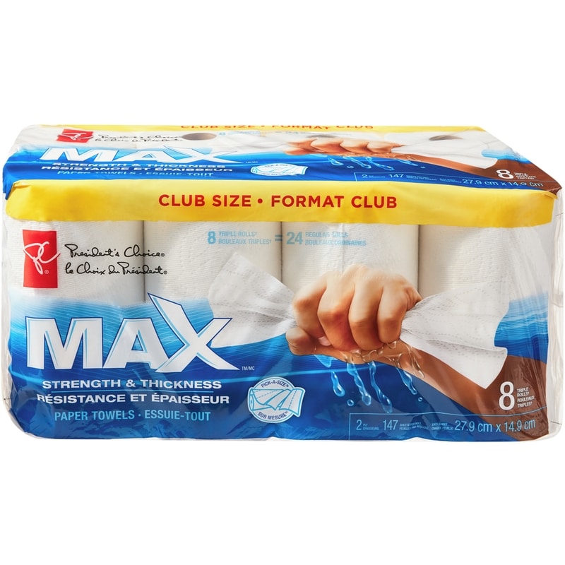 President's Choice Paper Towels, Max Strength & Thickness, 8 Roll