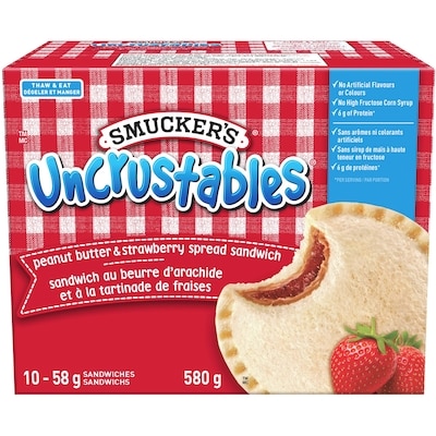 Smuckers Uncrustables Peanut Butter & Strawberry Spread Sandwich 10x58.0 g, $22.40/100g