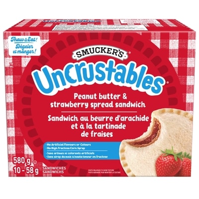 Smuckers Uncrustables Peanut Butter & Strawberry Spread Sandwich 10x58.0 g, $23.26/100g