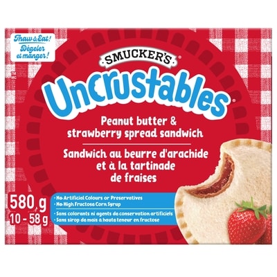 Smuckers Uncrustables Peanut Butter And Strawberry Spread Sandwich 10 PK 10x58.0 g, $24.98/100g