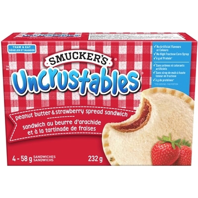 Smuckers Uncrustables Peanut Butter & Strawberry Spread Sandwich 4x58.0 g, $10.33/100g