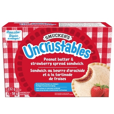 Smuckers Uncrustables Peanut Butter & Strawberry Spread Sandwich 4 Sandwiches 4x58.0 g, $10.33/100g
