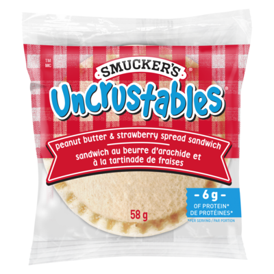 Smuckers Uncrustables Peanut Butter & Strawberry Spread Sandwich 4x58.0 g, $11.19/100g