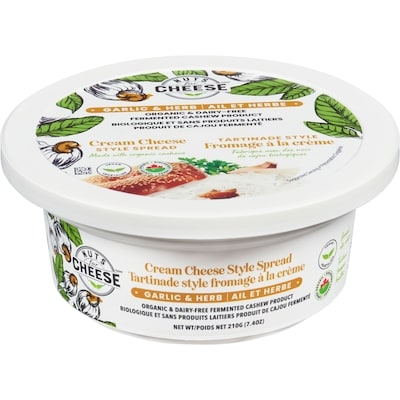 Nuts for Cheese Cream Cheese Style Spread Garlic & Herb 210 g, $4.52/100g