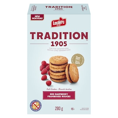 Leclerc Tradition biscuits tendres framboises rouges 280 g, 1,61 $/100g