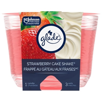 Glade Chandelle parfumée chandelle à trois mèches, Frappé au gâteau aux fraises 1 ea, 12,49 $/1ch