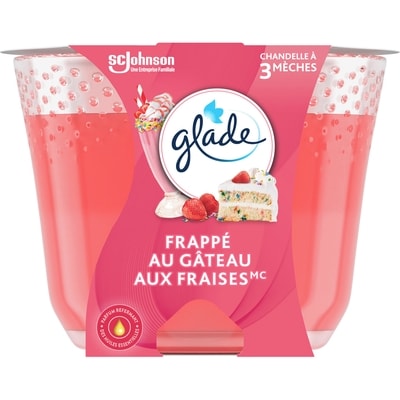 Glade Chandelle parfumée chandelle à trois mèches, Frappé au gâteau aux fraises 1 ea, 10,00 $/1ch