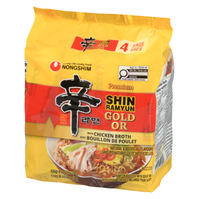 Shin Gold Ramyun Noodles With Seasoning Mix With Chicken Broth