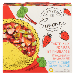 Simonne Tarte aux fraises et rhubarbe 650 g, 1,00 $/100g