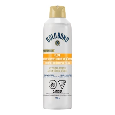 Gold Bond Clear Poudre en aérosol corps & pieds, formule unique à triple action 198 g, 7,57 $/100g