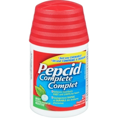 Pepcid Complet comprimés à croquer saveur de menthe 25 ea, 0,70 $/1ch