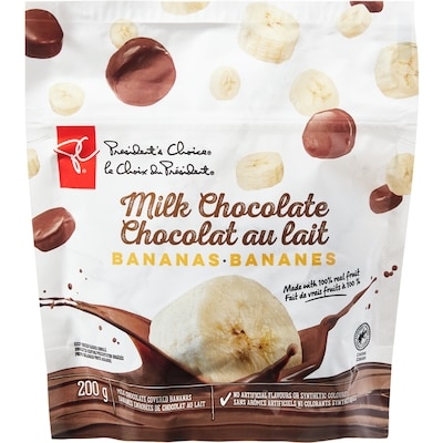 President's Choice Milk Chocolate Covered Bananas 200 g, $3.00/100g