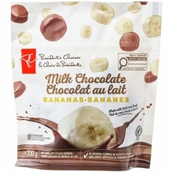 President's Choice Milk Chocolate Covered Bananas 200 g, $3.25/100g