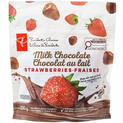President's Choice Milk Chocolate Covered Strawberries 200 g, $3.75/100g