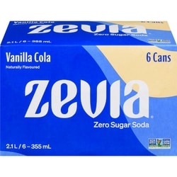 Zevia Zero Sugar Soda, Vanilla Cola 6x355.0 ml, $0.35/100ml