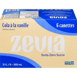 Zavia Soda zéro sucre, cola à la vanille 6x355.0 ml, 0,35 $/100ml