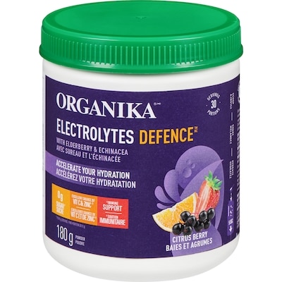 Organika Electrolytes defence poudre baies et agrumes 180 g, 22,22 $/100g