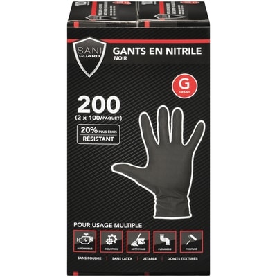 null Gants nitrile noir  200 ea, 0,13 $/1ch