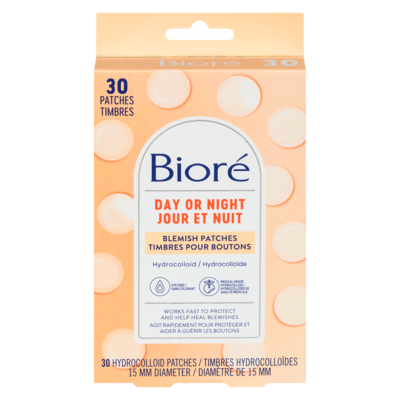 Biore Day or Night Pimple Patches, Hydrocolloid Patches to Cover & Reduce Blemishes| Dye Free, 30 count 30 ea, $0.57/1ea