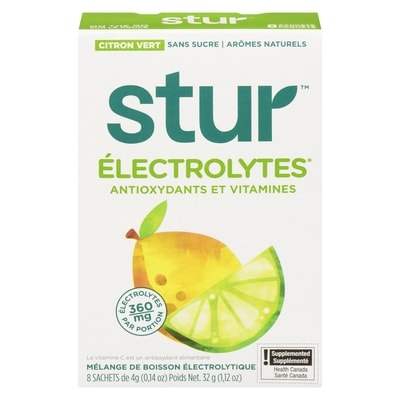 Stur Mélange de boisson électrolytique citron vert 8 ea, 0,37 $/1ch