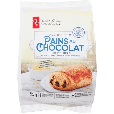 le Choix du Président Pains au chocolat pur beurre, prêt à cuire au four 320 g, 2,03 $/100g