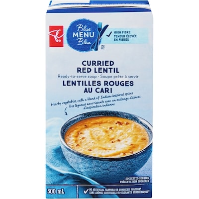 PC Blue Menu Curried Red Lentil Ready-to-Serve Soup 500 ml, $0.50/100ml