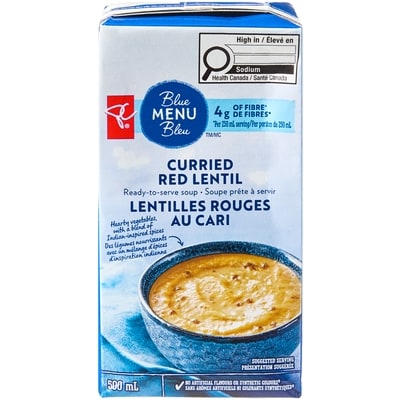 PC Blue Menu Curried Red Lentil Ready-to-Serve Soup 500 ml, $0.66/100ml