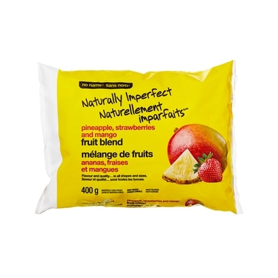 Sans Nom Mélange de fruits fraises, bananes, bleuets Naturellement imparfaits 400 g, 0,75 $/100g