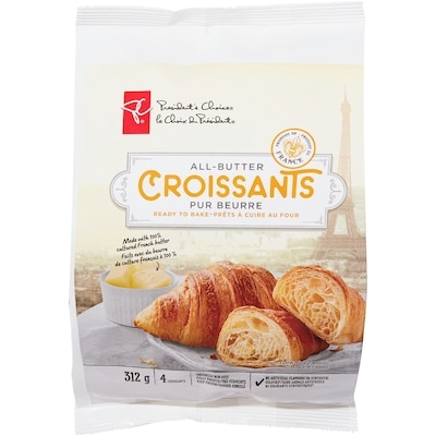 le Choix du Président Croissants pur beurre, prêt à cuire au four, 312 g, 2,08 $/100g