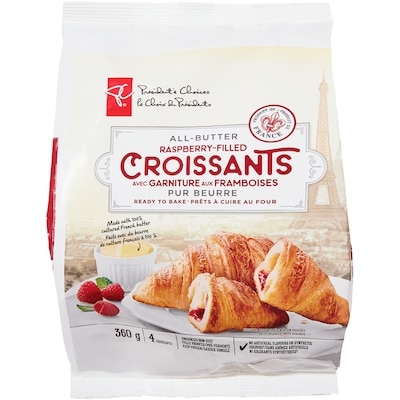 le Choix du Président Croissants pur beurre avec garniture aux framboises, prêt à cuire au four, 360 g, 1,81 $/100g