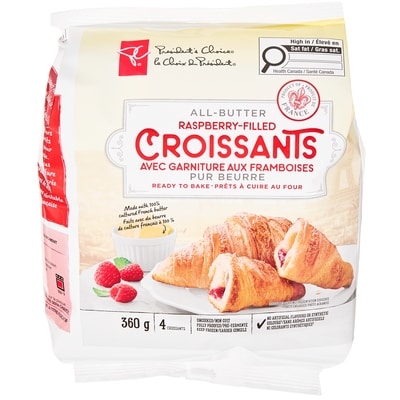 le Choix du Président Croissants pur beurre avec garniture aux framboises, prêt à cuire au four, 360 g, 1,67 $/100g