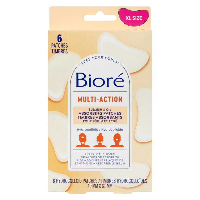 Multi Action Blemish & Oil Absorbing Patches | Hydrocolloid Patch for Oily Skin, Large Patches, 6Ct