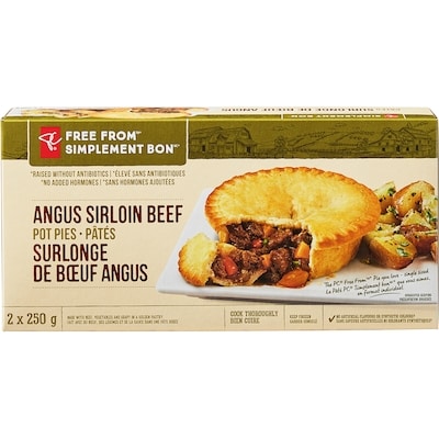 President's Choice Free From Angus Sirloin Beef Pot Pies 500 g, $2.20/100g