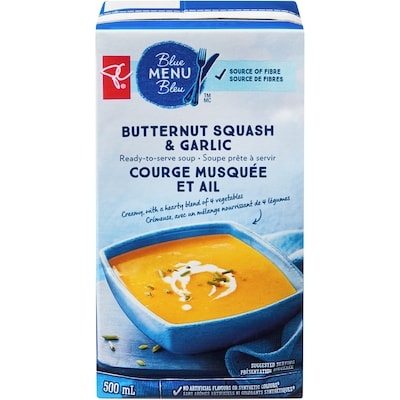 PC Blue Menu Butternut Squash and Garlic Ready-to-Serve Soup 500 ml, $0.50/100ml
