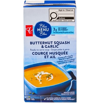 PC Blue Menu Butternut Squash and Garlic Ready-to-Serve Soup 500 ml, $0.66/100ml