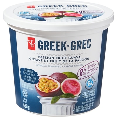 le Choix du Président Yogourt Grec, goyave et fruis de la passion 650 g, 0,85 $/100g