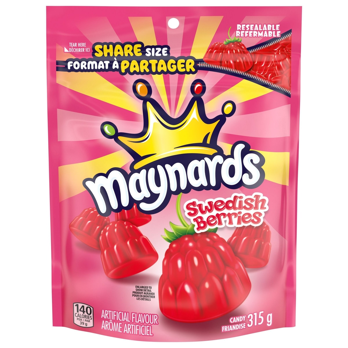 Maynards Swedish Berries Candy, Gummy Candy, Sharing Size 315 g, $1.11/100g