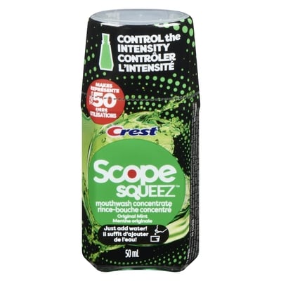 Crest Scope Squeez Mouthwash Concentrate, Original Mint Flavour 50 ml, $15.00/100ml