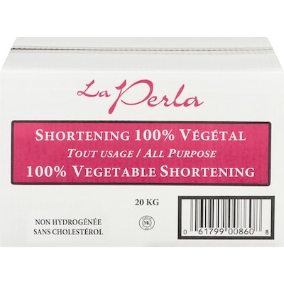 La Perla Shortening 100% végétal tout usage 20 kg, 0,35 $/100g