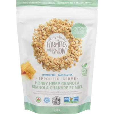One Degree Granola chanvre et miel germé 312 g, 2,88 $/100g